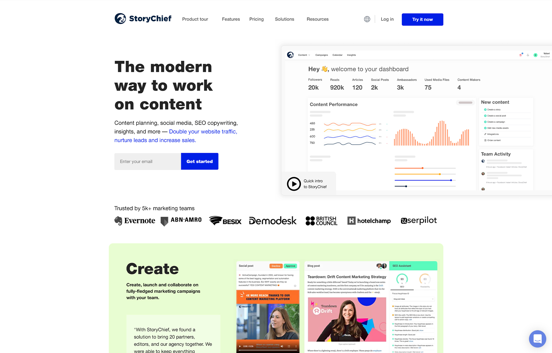 StoryChief screenshot